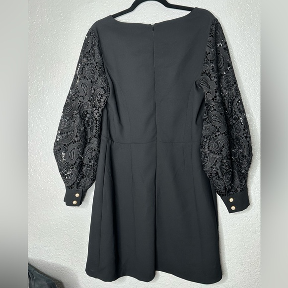 Alice & Trixie Black Dress with Lace Sleeves - Picture 4 of 13